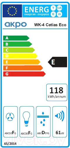 Изображение товара Вытяжка наклонная Akpo Cetias 60 WK-4 Eco (белый)