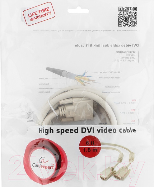 Изображение товара Кабель Cablexpert CC-DVI2-6C (1.8м)