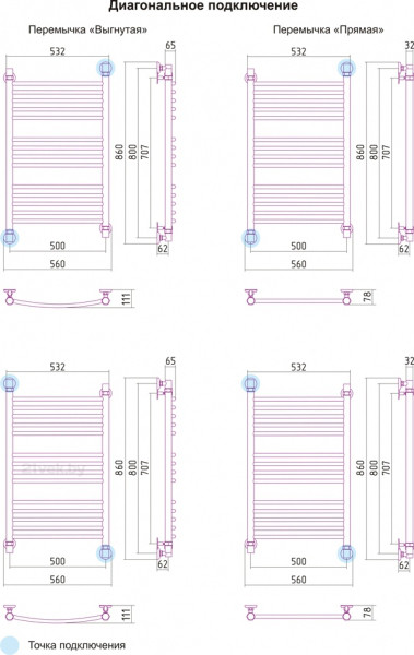 Изображение товара Полотенцесушитель водяной Сунержа Богема 80x50 / 00-0221-8050