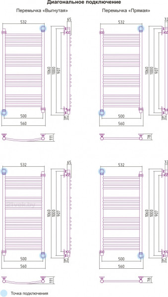 Изображение товара Полотенцесушитель водяной Сунержа Богема 100x50 / 00-0221-1050