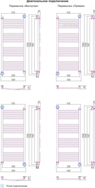 Изображение товара Полотенцесушитель водяной Сунержа Богема 120x50 / 00-0221-1250