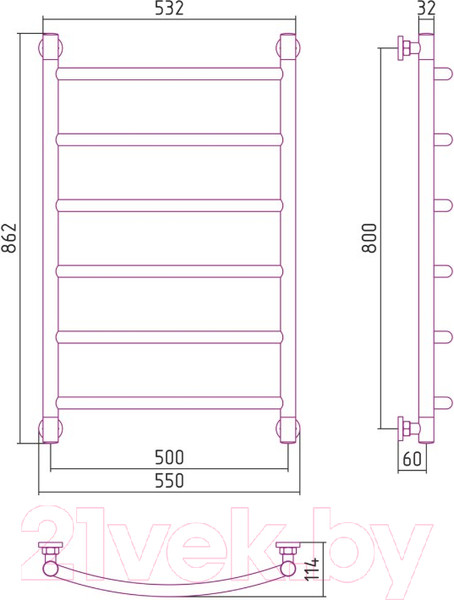 Изображение товара Полотенцесушитель водяной Сунержа Галант+ 80x50 / 00-0200-8050