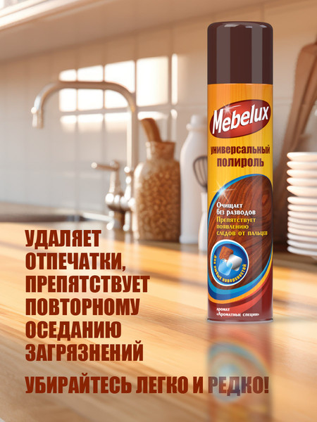 Изображение товара Полироль для мебели Mebelux Для любых поверхностей (300см3)
