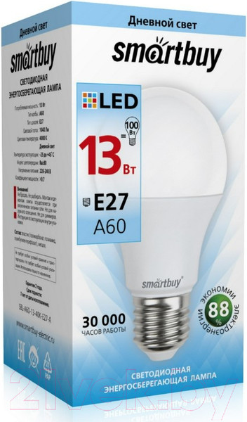 Изображение товара Лампа SmartBuy SBL-A60-13-40K-E27-A