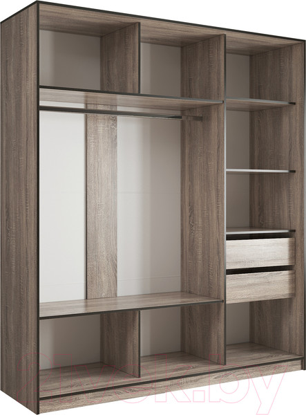 Изображение товара Шкаф-купе Евва 233 TS.03 / АЭП ШК.3.01 (трюфель/серебро)