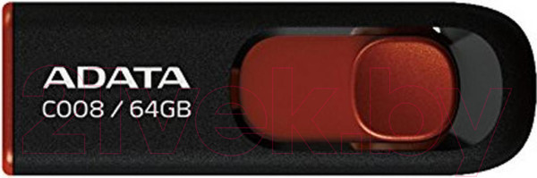 Изображение товара USB flash накопитель A-data C008 Black-Red 64 Гб (AC008-64G-RKD)