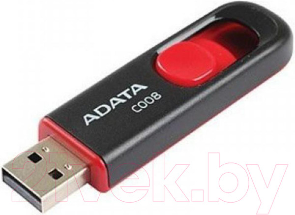 Изображение товара USB flash накопитель A-data C008 Black-Red 64 Гб (AC008-64G-RKD)