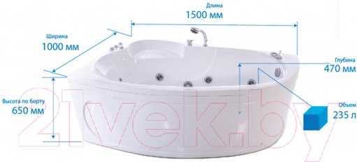 Изображение товара Ванна акриловая Triton Николь 160x100 L Люкс (с гидромассажем)