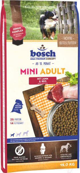 Изображение товара Сухой корм для собак Bosch Petfood Mini Adult Lamb&Rice (15кг)