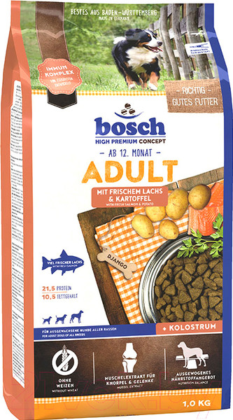 Изображение товара Сухой корм для собак Bosch Petfood Adult Salmon&Potato (1кг)