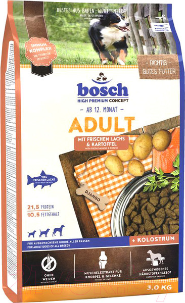 Изображение товара Сухой корм для собак Bosch Petfood Adult Salmon&Potato (3кг)