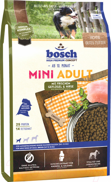 Изображение товара Сухой корм для собак Bosch Petfood Mini Adult Poultry&Spelt (1кг)