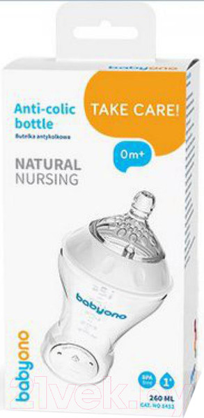 Изображение товара Бутылочка для кормления BabyOno Антиколиковая / 1451 (260мл)