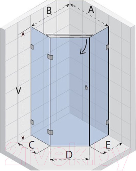 Изображение товара Душевой уголок Riho Scandic W301 / GSET-GSM97834 (90x90, левая)