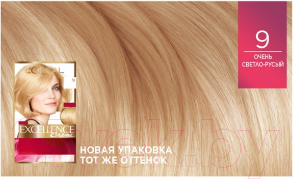 Изображение товара Крем-краска для волос L'Oreal Paris Color Excellence 9 (очень светло-русый)