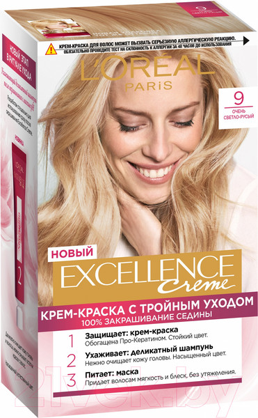 Изображение товара Крем-краска для волос L'Oreal Paris Color Excellence 9 (очень светло-русый)