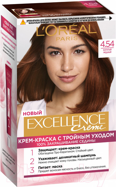 Изображение товара Крем-краска для волос L'Oreal Paris Color Excellence 4.54 (богатый медный)