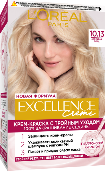 Изображение товара Крем-краска для волос L'Oreal Paris Color Excellence 10.13 (легендарный блонд)