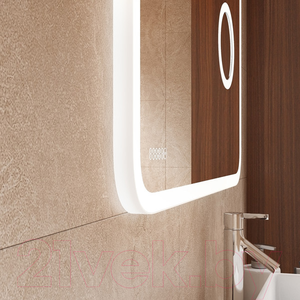Изображение товара Зеркало Континент Bliss Led 100x70 (с линзой и часами)