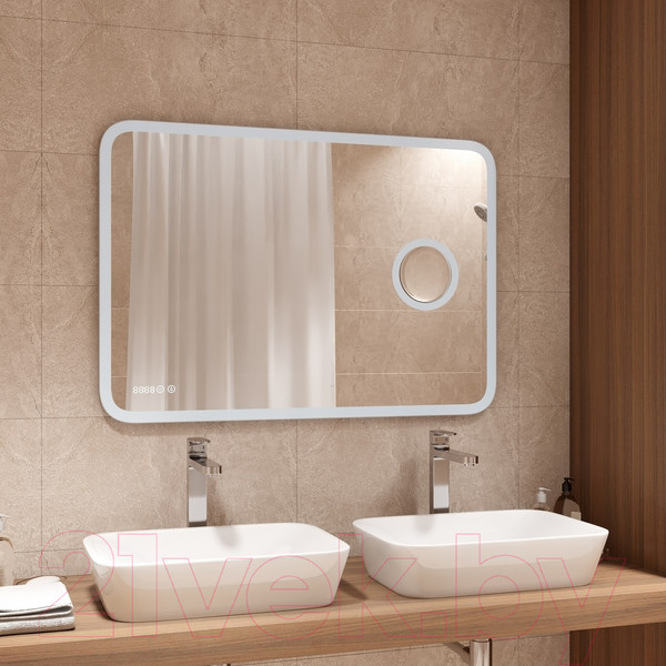 Изображение товара Зеркало Континент Bliss Led 100x70 (с линзой и часами)