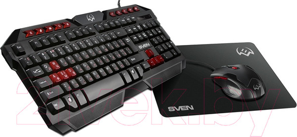Изображение товара Комплект клавиатура и мышь Sven GS-9200 (черный, с ковриком)