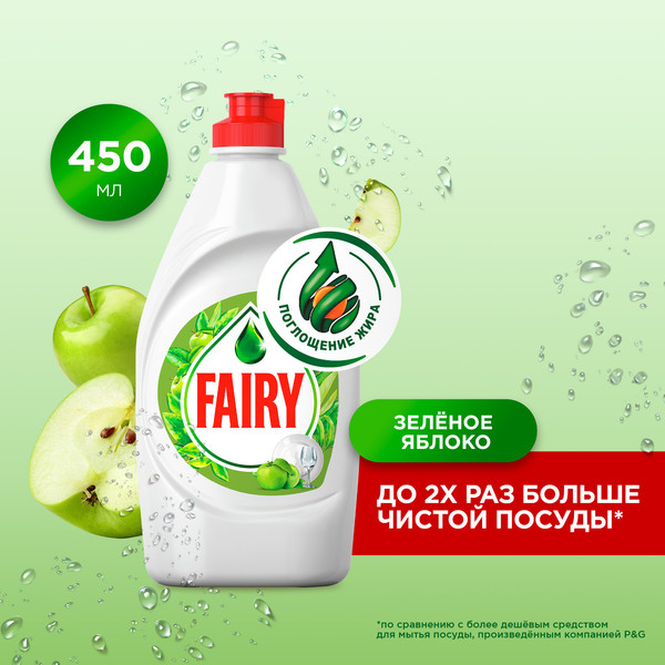 Изображение товара Средство для мытья посуды Fairy Зеленое Яблоко (450мл)