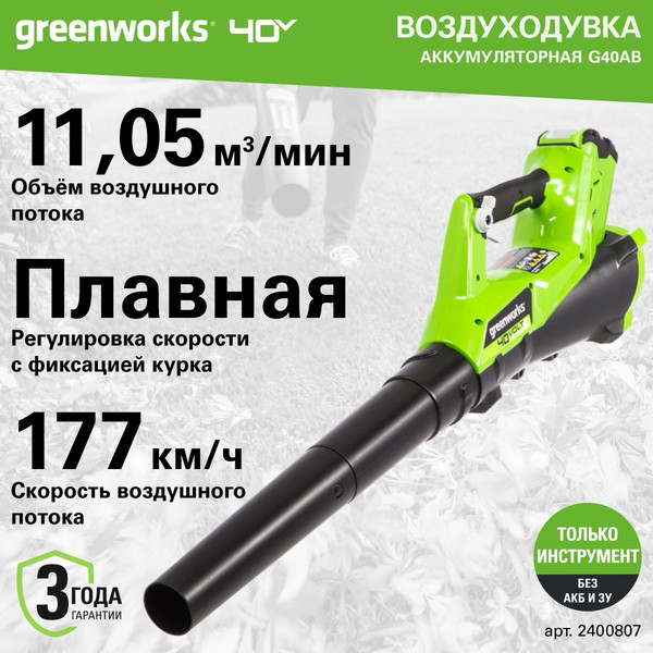 Изображение товара Воздуходувка аккумуляторная Greenworks G40AB (2400807)