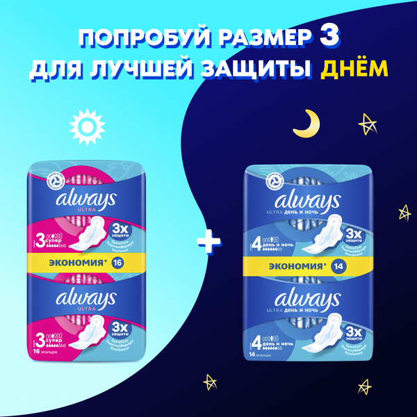 Изображение товара Прокладки гигиенические Always Ultra Night (7шт, ароматизированные)