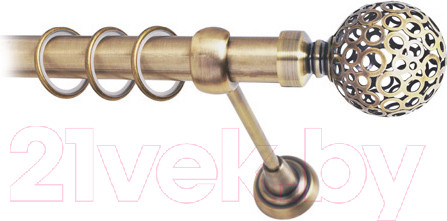 Изображение товара Карниз для штор Lm Decor Ажур 095 1р гладкий 25мм (антик, 2.4м)