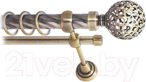Изображение товара Карниз для штор Lm Decor Ажур 095 2р витой 25/16мм (антик, 3.2м)