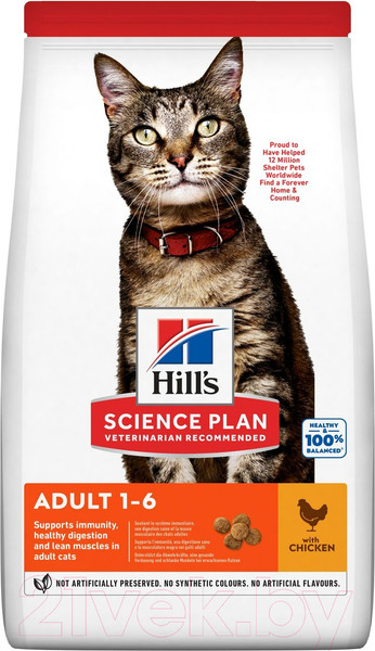 Изображение товара Сухой корм для кошек Hill's Science Plan Adult Optimal Care Chicken / 604059 (10кг)