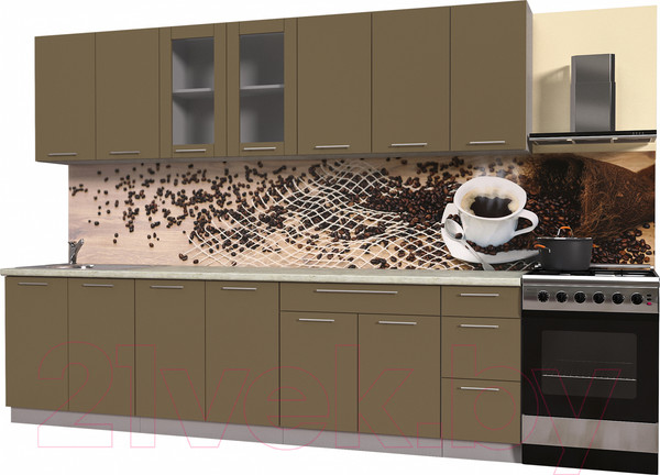 Изображение товара Кухонный гарнитур Интерлиния Мила Пластик 2.8 Б (капучино глянец/опал светлый)