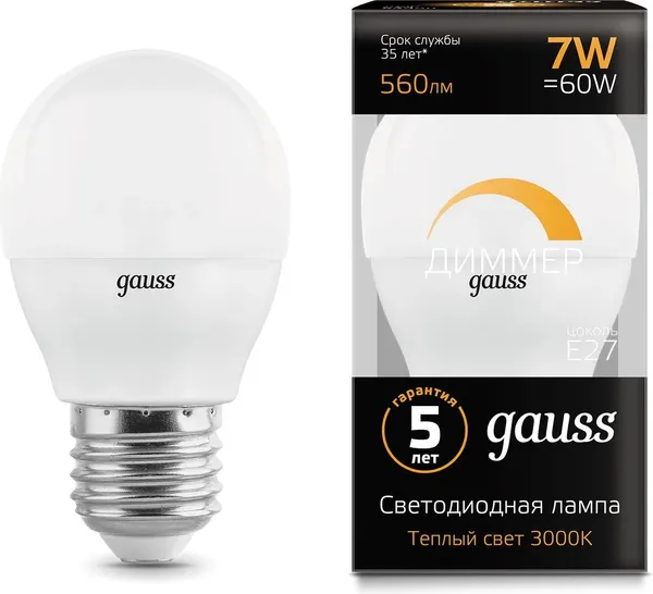 Изображение товара Лампа Gauss Globe E27 7W 3000K / 105102107-D
