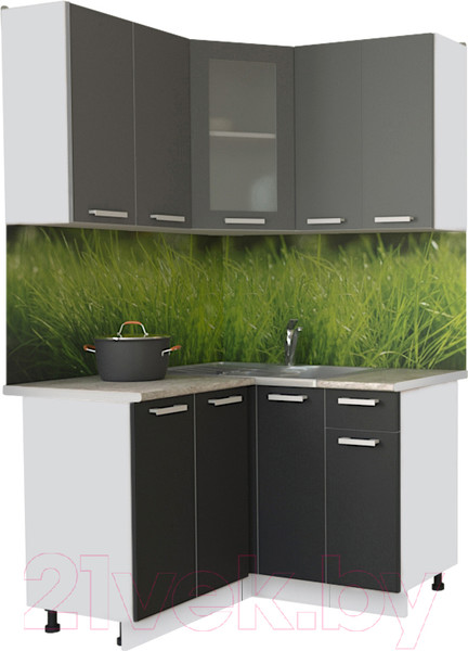 Изображение товара Кухонный гарнитур Интерлиния Мила 12x12 (антрацит/серебро/опал светлый)