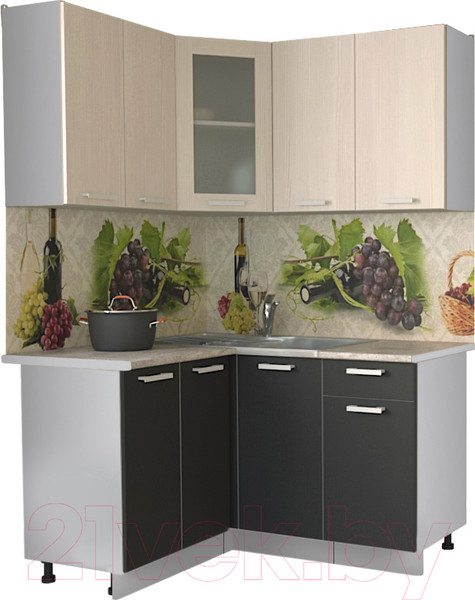Изображение товара Кухонный гарнитур Интерлиния Мила 12x14 (антрацит/вудлайн кремовый/опал светлый)