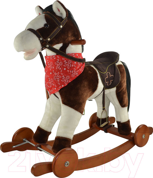 Изображение товара Качалка-каталка Pituso Fandango Лошадка / GS2030W (белый/коричневый, с колесами)