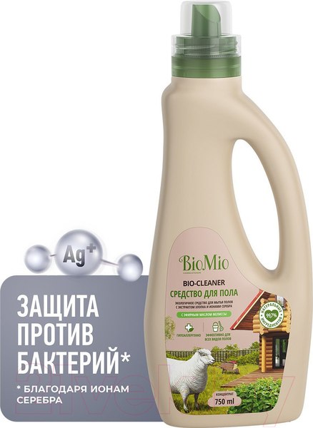 Изображение товара Чистящее средство для пола BioMio Bio-Floor Cleaner экологичное мелисса концентрат (750мл)