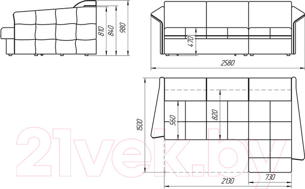 Изображение товара Диван угловой Lama мебель Толедо-2 правый (Vital Dove)