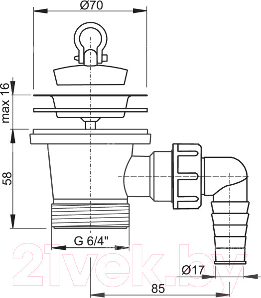 Изображение товара Сифон Alcadrain A33P (с решеткой и подводкой)