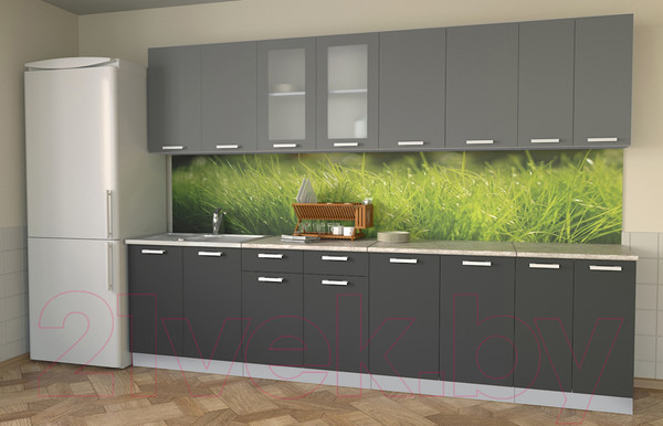 Изображение товара Кухонный гарнитур Интерлиния Мила 30 (антрацит/серебро/опал светлый)