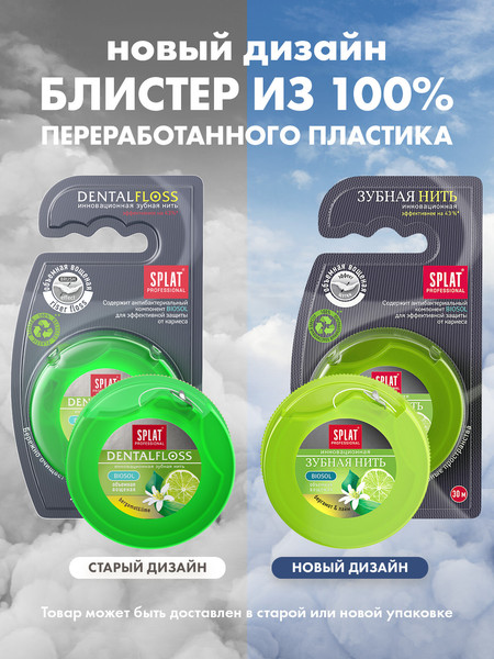 Изображение товара Зубная нить Splat Professional объемная с ароматом бергамота и лайма (30м)