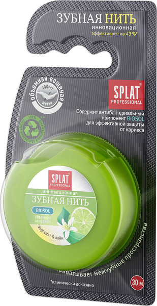 Изображение товара Зубная нить Splat Professional объемная с ароматом бергамота и лайма (30м)