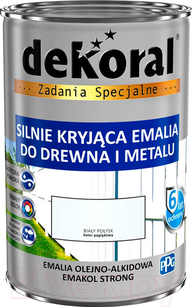 Изображение товара Эмаль Dekoral Эмакол Стронг (900мл, белый матовый)