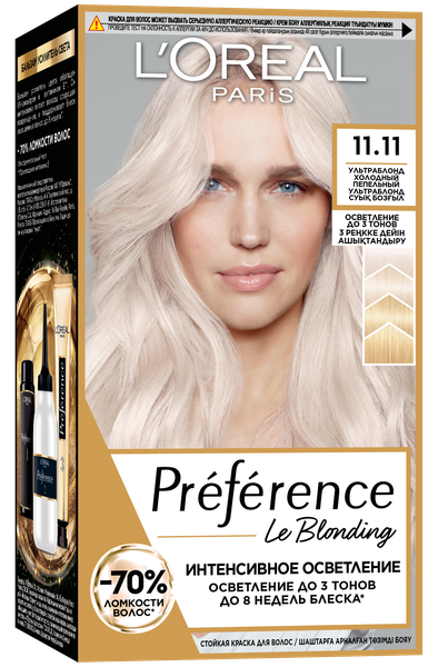 Изображение товара Гель-краска для волос L'Oreal Paris Preference 11.11 (ультраблонд пепельный)