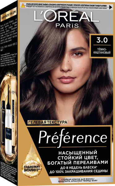 Изображение товара Гель-краска для волос L'Oreal Paris Preference 3 Бразилия (темно-каштановый)