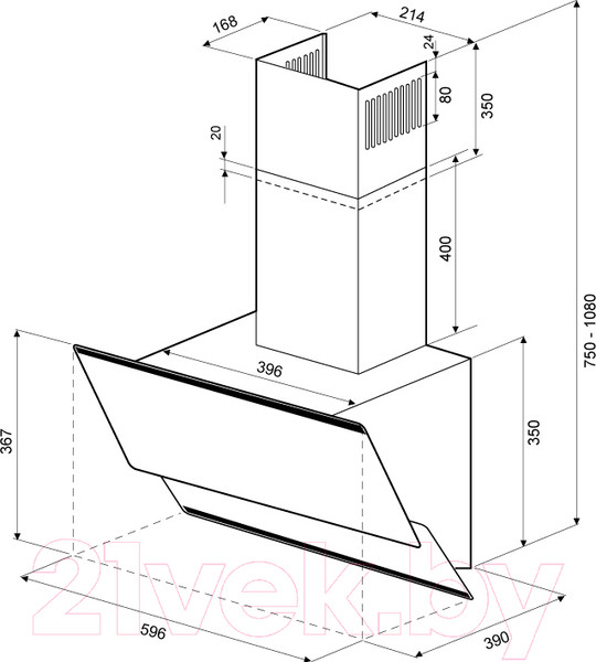 Изображение товара Вытяжка наклонная Krona Irma 600 Sensor / 00024919 (черный)