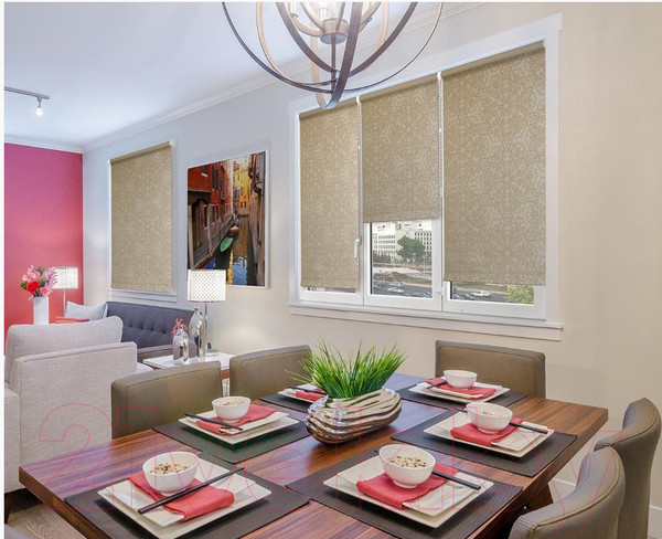 Изображение товара Рулонная штора Delfa Сантайм Металлик Принт СРШ-01МП 3593 (34x170, темно-бежевый)