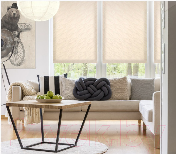 Изображение товара Рулонная штора Delfa Сантайм Жаккард Веда СРШ-01М 834 (34x170, бежевый)