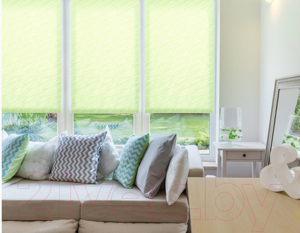 Изображение товара Рулонная штора Delfa Сантайм Жаккард Веда СРШ-01М 877 (68x170, салатовый)