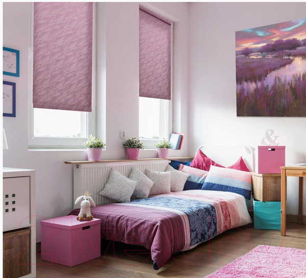 Изображение товара Рулонная штора Delfa Сантайм Жаккард Веда СРШ-01М 879 (43x170, фиолетовый)